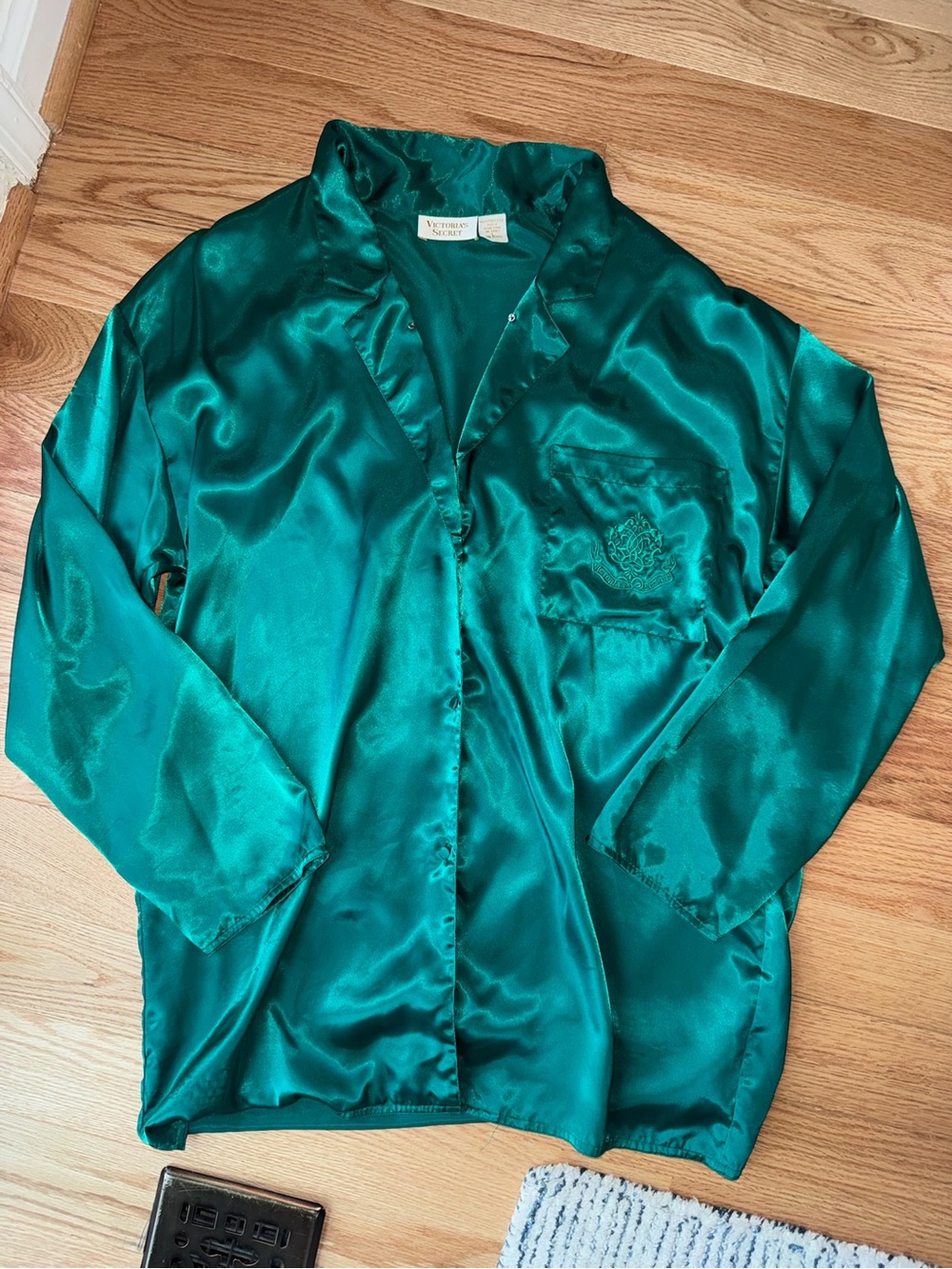Vintage Victoria’s Secret Gold Label Green Satin Sleep Shirt Oversized - Large